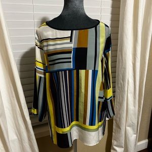 Lafayette 148 Multicolored Geometric Print Silk Blouse Size S